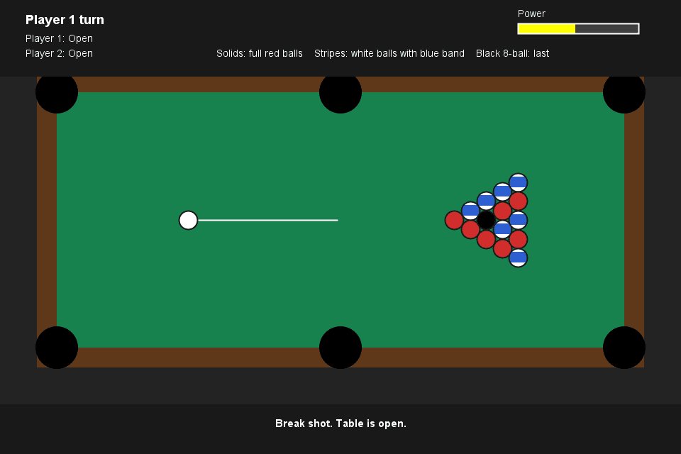 Java 8-ball pool game