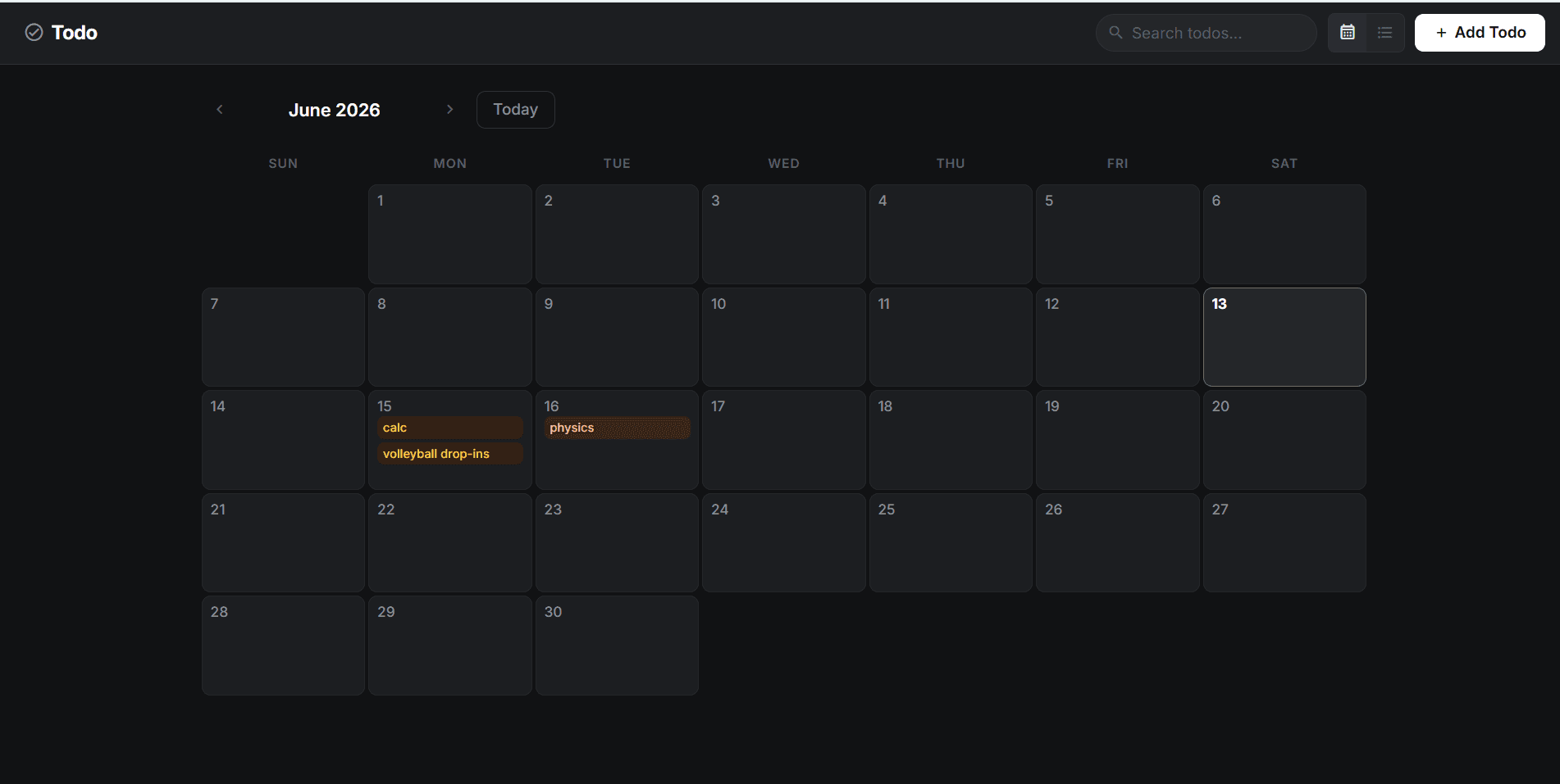 Todo calendar app